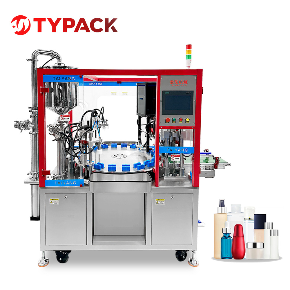 Lotion cream turntable pagpuno at capping machine